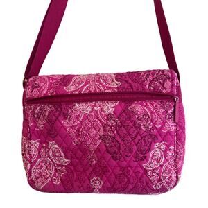 Vera Bradley Pink Quilted Messenger Bag Paisley Print Cotton